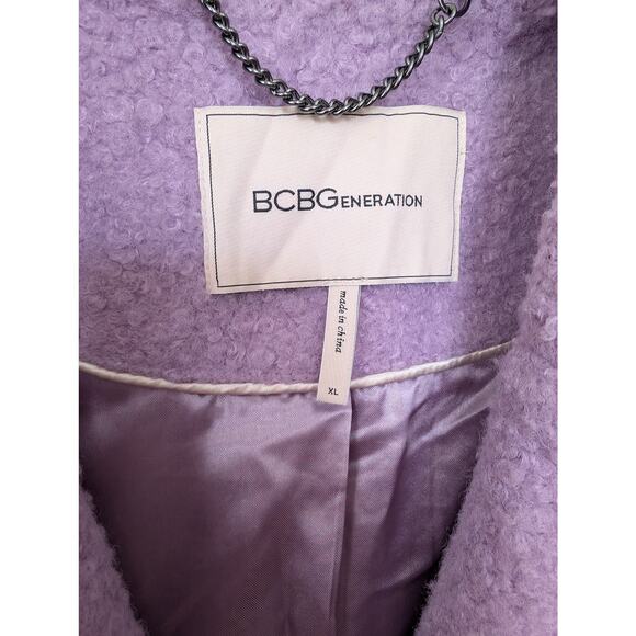 BCBGeneration Womens Double-Breasted Boucle Walker Coat Purple Iris Size XL - Picture 4 of 9